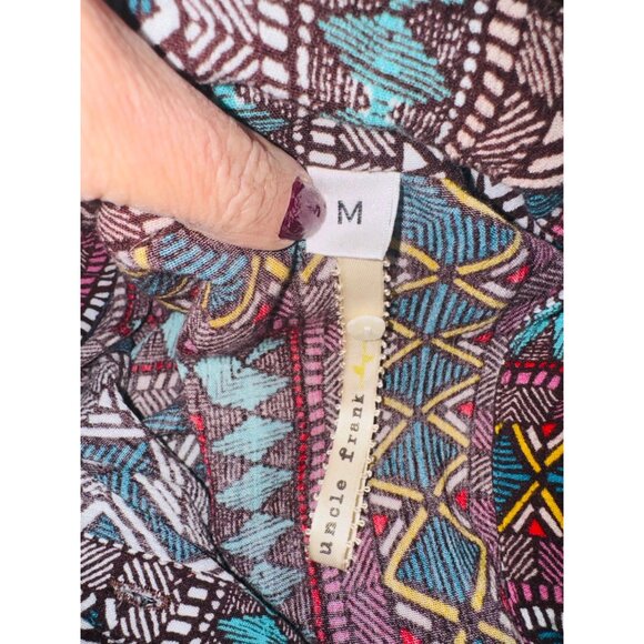 Boho Uncle Frank Anthropologie Multicolor Aztec Shirt Dress Coastal Cowgirl M - Picture 8 of 10